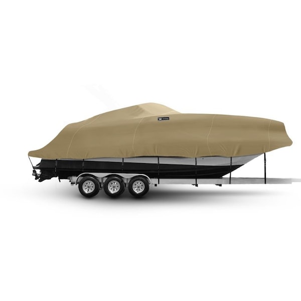 Eevelle Boat Cover CABIN CRUISER Inboard Fits 29ft 6in L up to 120in W Khaki SFHPCBN29120-KHA - main